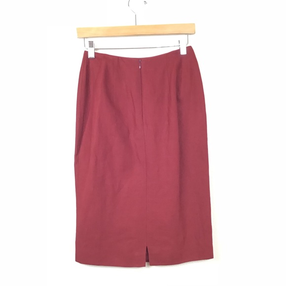 Rena Lange Pencil Skirt Linen Red 34 Knee Length - Picture 5 of 6